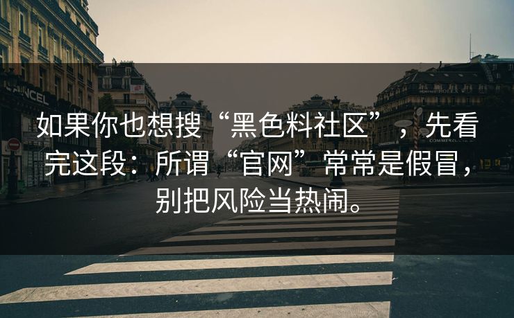 如果你也想搜“黑色料社区”，先看完这段：所谓“官网”常常是假冒，别把风险当热闹。